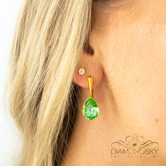Sudraba auskari „Kristāla Lāse (Peridot)“ ar Preciosa™ kristāliem