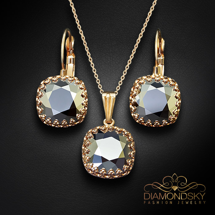 Komplekts sievietēm „Vintage V (Light Chrome)“ ar Swarovski® kristāliem