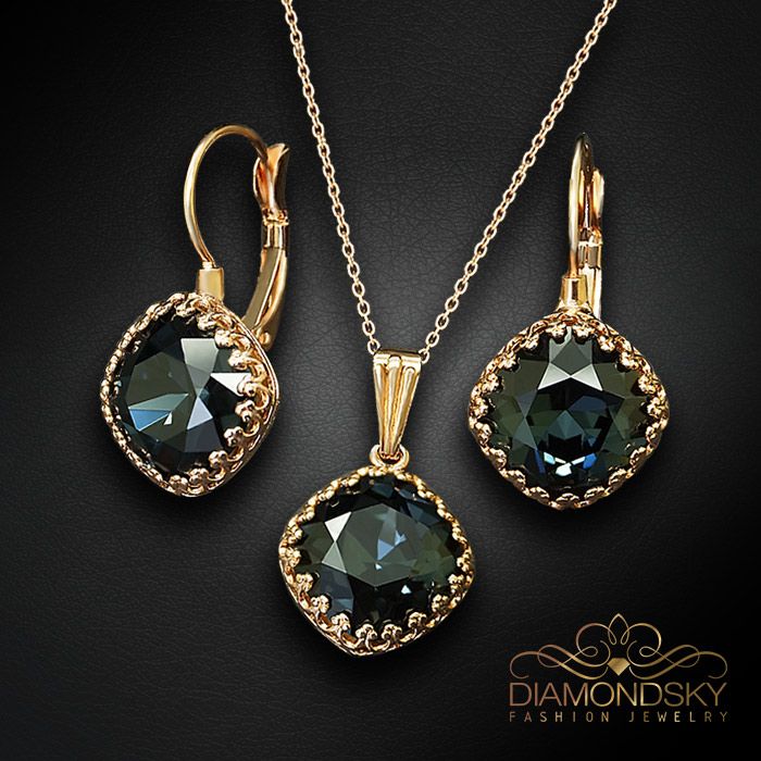 Komplekts sievietēm „Vintage IV (Graphite)“ ar Swarovski® kristāliem