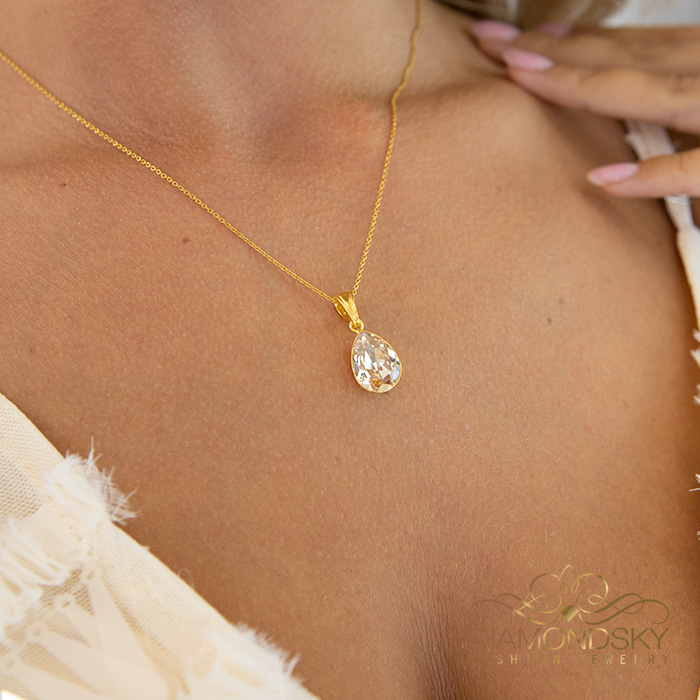 Sudraba komplekts „Kristāla Lāse (Honey)“ ar Preciosa™ kristāliem