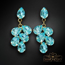Auskari „Amber II (Aqua Bohemica)“ ar Preciosa® kristāliem