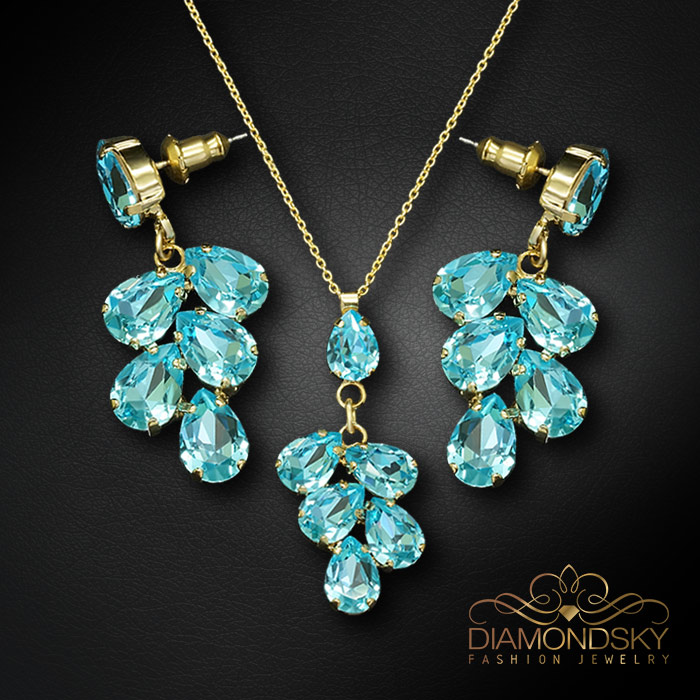 Komplekts sievietēm „Amber II (Aqua Bohemica)“ ar Preciosa® kristāliem