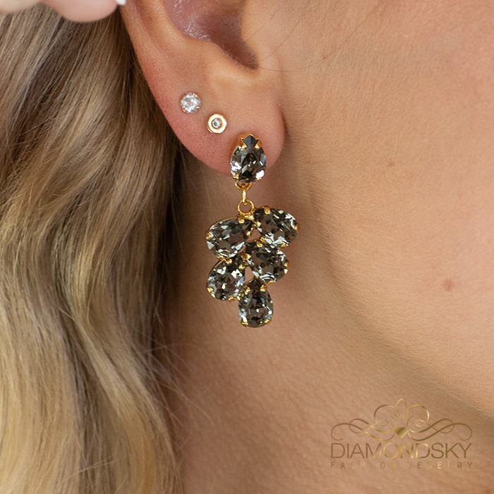 Auskari „Amber II (Black Diamond)“ ar Preciosa® kristāliem