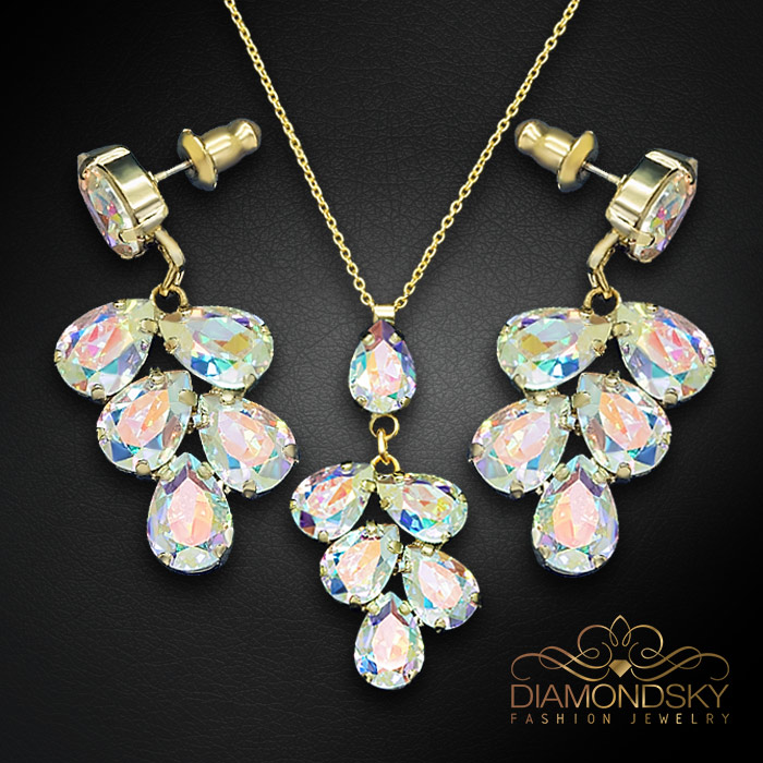 Komplekts sievietēm „Amber II (Aurora Borealis)“ ar Preciosa® kristāliem
