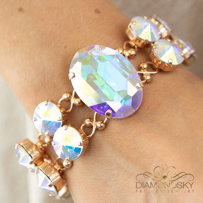 Aproce „Akrus (Aurora Borealis)“ ar Swarovski™ kristāliem