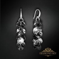 Sudraba auskari „Flamenco (Silver Night / Jet)“ ar Swarovski® kristāliem