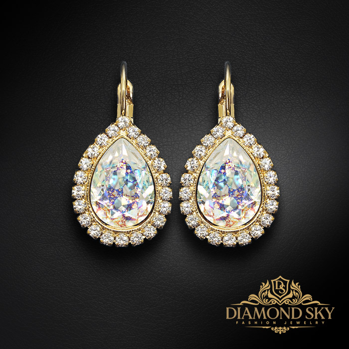 Auskari „Debesu Piliens (White Patina)” ar Swarovski™ kristāliem
