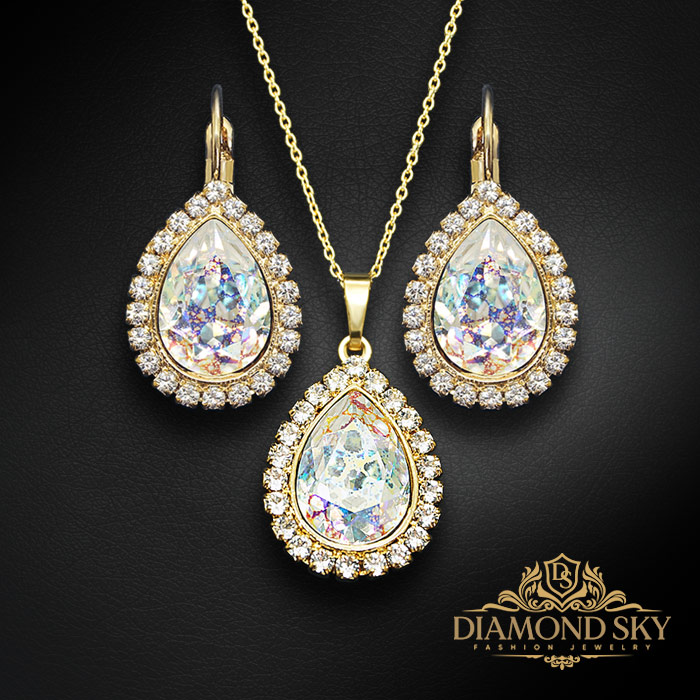 Komplekts „Debesu Piliens (White Patina)“ ar Swarovski™ kristāliem