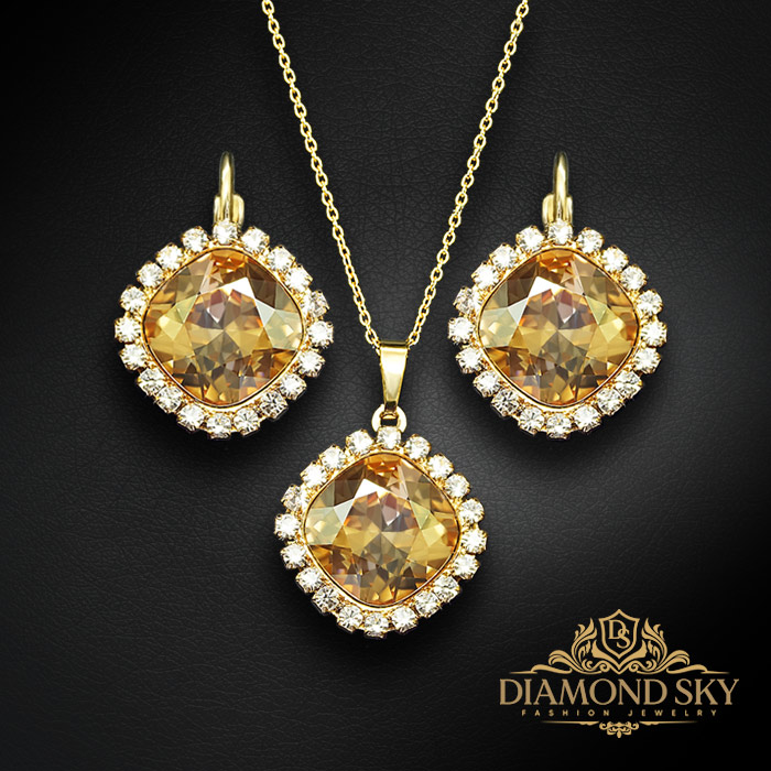 Komplekts sievietēm „Žilbinošais Mirdzums III (Golden Shadow)“ ar Swarovski® kristāliem