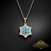 Kulons „Sniegpārsla (Aquamarine)“ ar Swarovski™ kristāliem