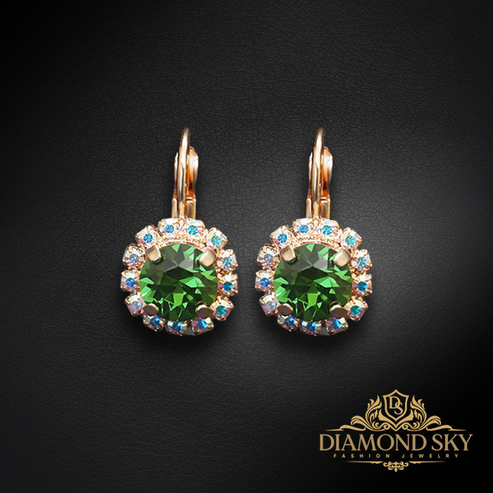 Auskari „Krāšņums II (Fern Green)“ ar Swarovski™ kristāliem