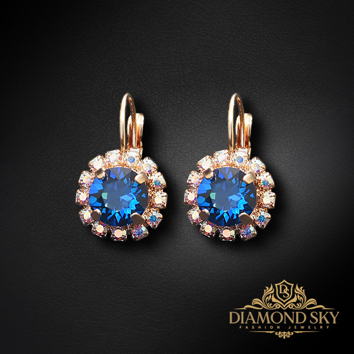 Auskari „Krāšņums II (Bermuda Blue)“ ar Swarovski® kristāliem