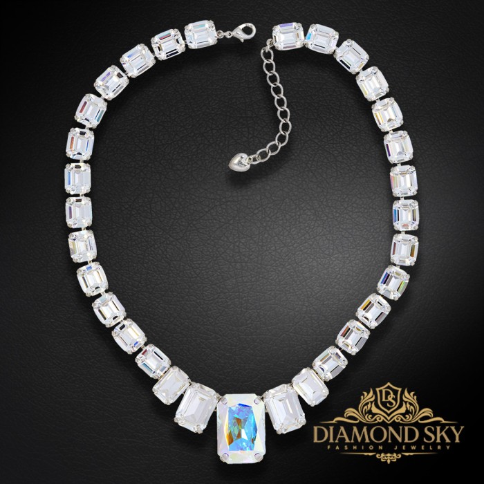 Kāzu kaklarota „Modern (Aurora Borealis)“ ar Swarovski™ kristāliem