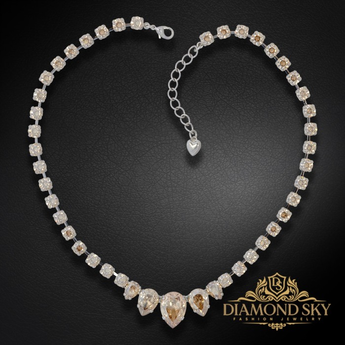 Kāzu kaklarota „Leonora (Golden Shadow)“ ar Swarovski™ kristāliem