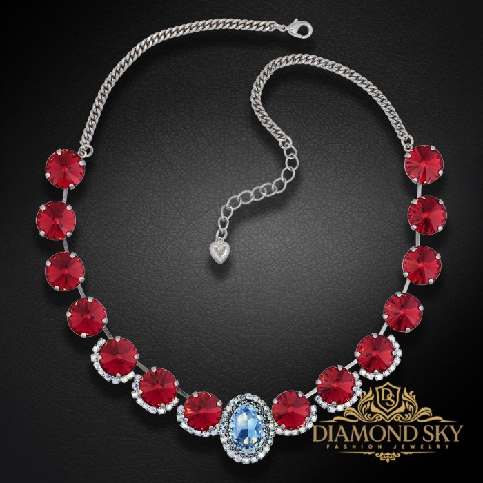 Kāzu kaklarota „Safi šarms (Scarlet)“ ar Swarovski™ kristāliem