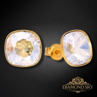 Sudraba auskari „Žilbinošais Mirdzums (Golden Shadow)“ ar Swarovski® kristāliem