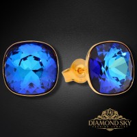 Sudraba auskari „Žilbinošais Mirdzums (Bermuda Blue)“ ar Swarovski® kristāliem
