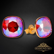 Sudraba auskari „Apžilbinošs Mirdzums (Light Siam Shimmer)“ ar Swarovski™ kristāliem