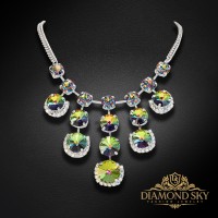 Kāzu kaklarota „Vortex III (Vitrail Medium)“ ar Swarovski™ kristāliem