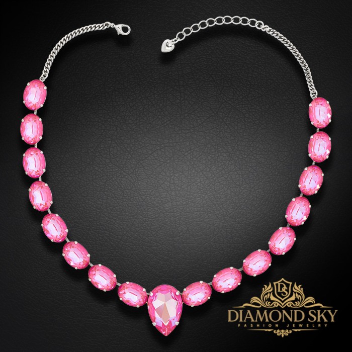 Kāzu kaklarota „Krāsu Sezona (Lotus Pink DeLite)“ ar Swarovski™ kristāliem