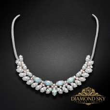 Kāzu kaklarota „Pavasaris (White Opal / Aurora Borealis)“ ar Swarovski™ kristāliem