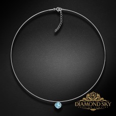 Neredzamais sudraba kulons (Aquamarine Blue) ar Swarovski™ kristālu