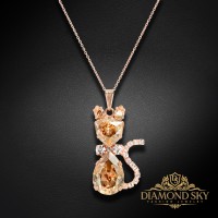 Pendant “Solar Cat” (Golden Shadow) embellished with Crystals by Swarovski®