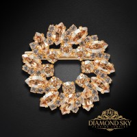 Brooch “Crystal Wreath” (Golden Shadow) created with Crystals by Swarovski®