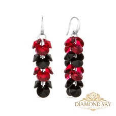 Sudraba auskari „Flamenco (Scarlet / Jet)“ ar Swarovski™ kristāliem