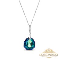 Серебряный кулон «Калатея (Bermuda Blue)» с кристаллами Swarovski™