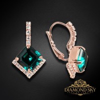 Серьги «Империум III (Emerald)» с кристаллами Swarovski™