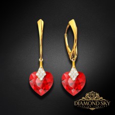 Sudraba auskari „Mīļais Valentīns (LIght Siam)“ ar Swarovski™ kristāliem