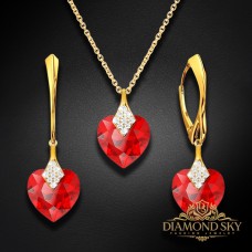Sudraba komplekts sievietēm „Mīļais Valentīns (Light Siam)“ ar Swarovski® kristāliem