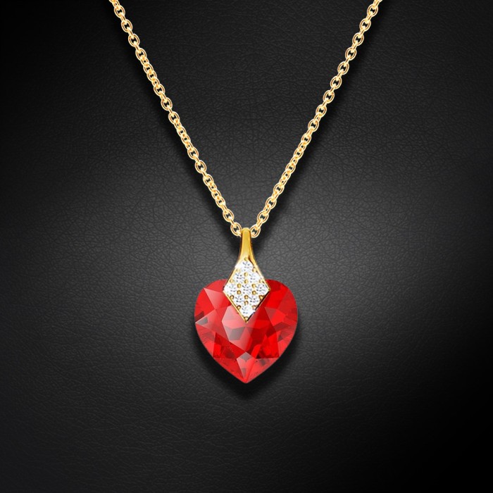 Sudraba komplekts sievietēm „Mīļais Valentīns (Light Siam)“ ar Swarovski® kristāliem
