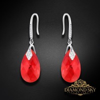 Sudraba auskari „Baroka III (Light Siam AB)“ ar Swarovski™ kristāliem