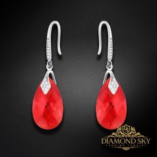 Sudraba auskari „Baroka III (Light Siam AB)“ ar Swarovski™ kristāliem