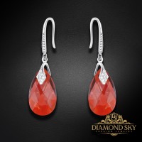 Sudraba auskari „Baroks III (Red Magma)“ ar Swarovski® kristāliem