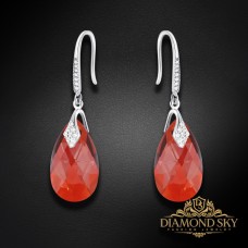 Sudraba auskari „Baroks III (Red Magma)“ ar Swarovski® kristāliem