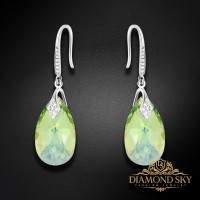 Sudraba auskari „Baroks III (Peridot AB)“ ar Swarovski® kristāliem