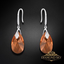 Sudraba auskari „Baroka III (Smoked Amber)“ ar Swarovski™ kristāliem