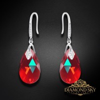 Sudraba auskari „Baroks III (Light Siam Shimmer)“ ar Swarovski® kristāliem