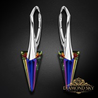 Sudraba auskari „Dzelonis II (Volcano)“ ar Swarovski® kristāliem
