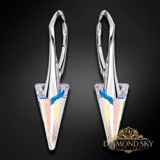 Sudraba auskari „Dzelonis II (Aurora Borealis)“ ar Swarovski® kristāliem