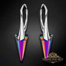 Sudraba auskari „Dzelonis II (Vitrail Medium)“ ar Swarovski® kristāliem