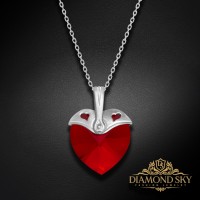 Sudraba kulons „Cupid (Siam)“ ar Swarovski® kristāliem