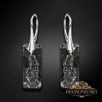 Sudraba auskari „Augošais Kristāls II (Silver Night)“ ar Swarovski® kristāliem