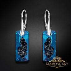 Sudraba auskari „Augošais Kristāls II (Bermuda Blue)“ ar Swarovski™ kristāliem