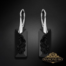 Sudraba auskari „Augošais Kristāls II (Jet)“ ar Swarovski® kristāliem