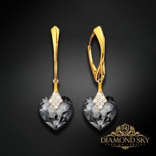 Sudraba auskari „Mīļais Valentīns (Silver Night)“ ar Swarovski® kristāliem