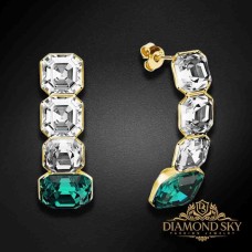 Sudraba auskari „Imperial (Emerald)“ ar Swarovski™ kristāliem
